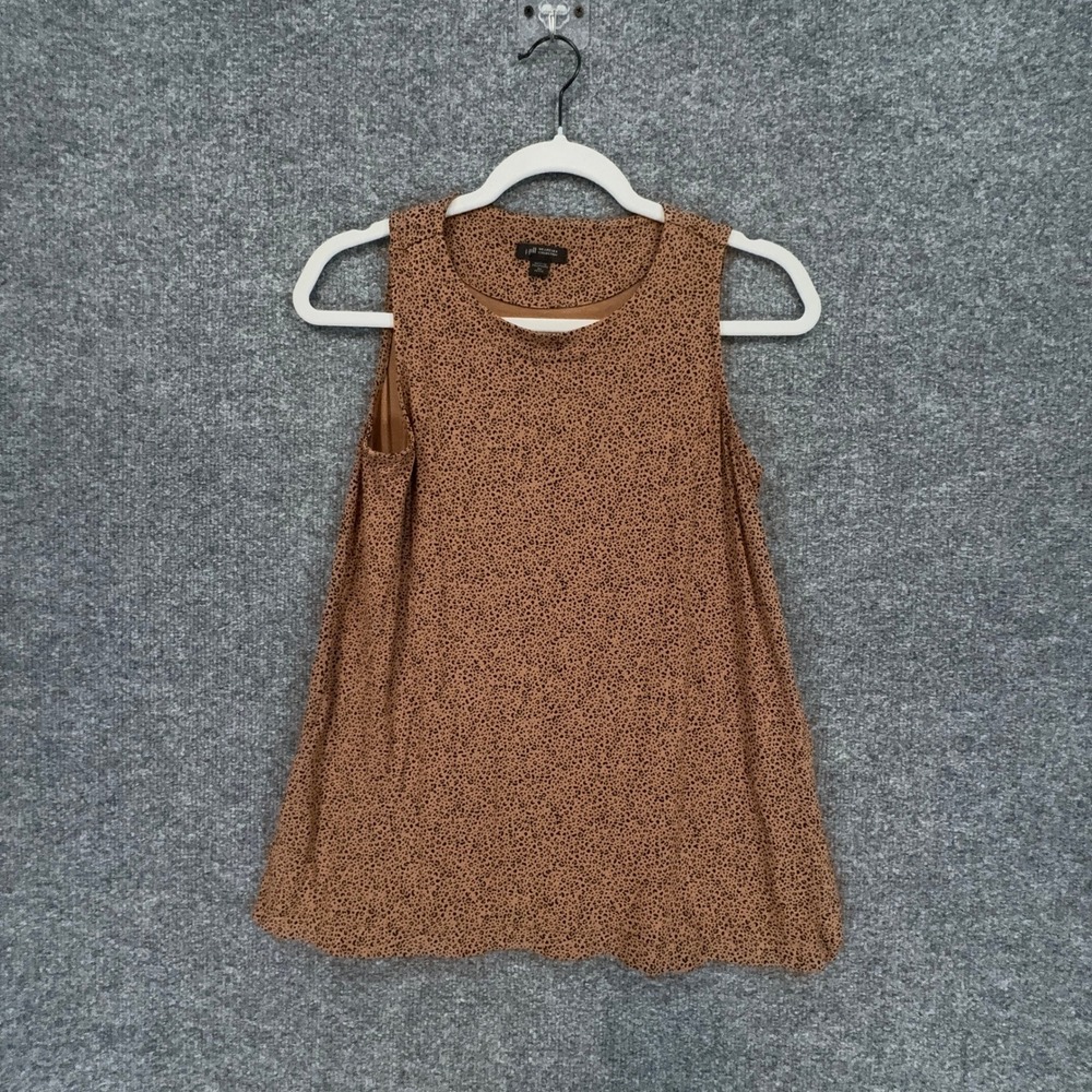 J. Jill Tank Top Womens XS Petite Brown Leopard Print Sleeveless Knit Shirt